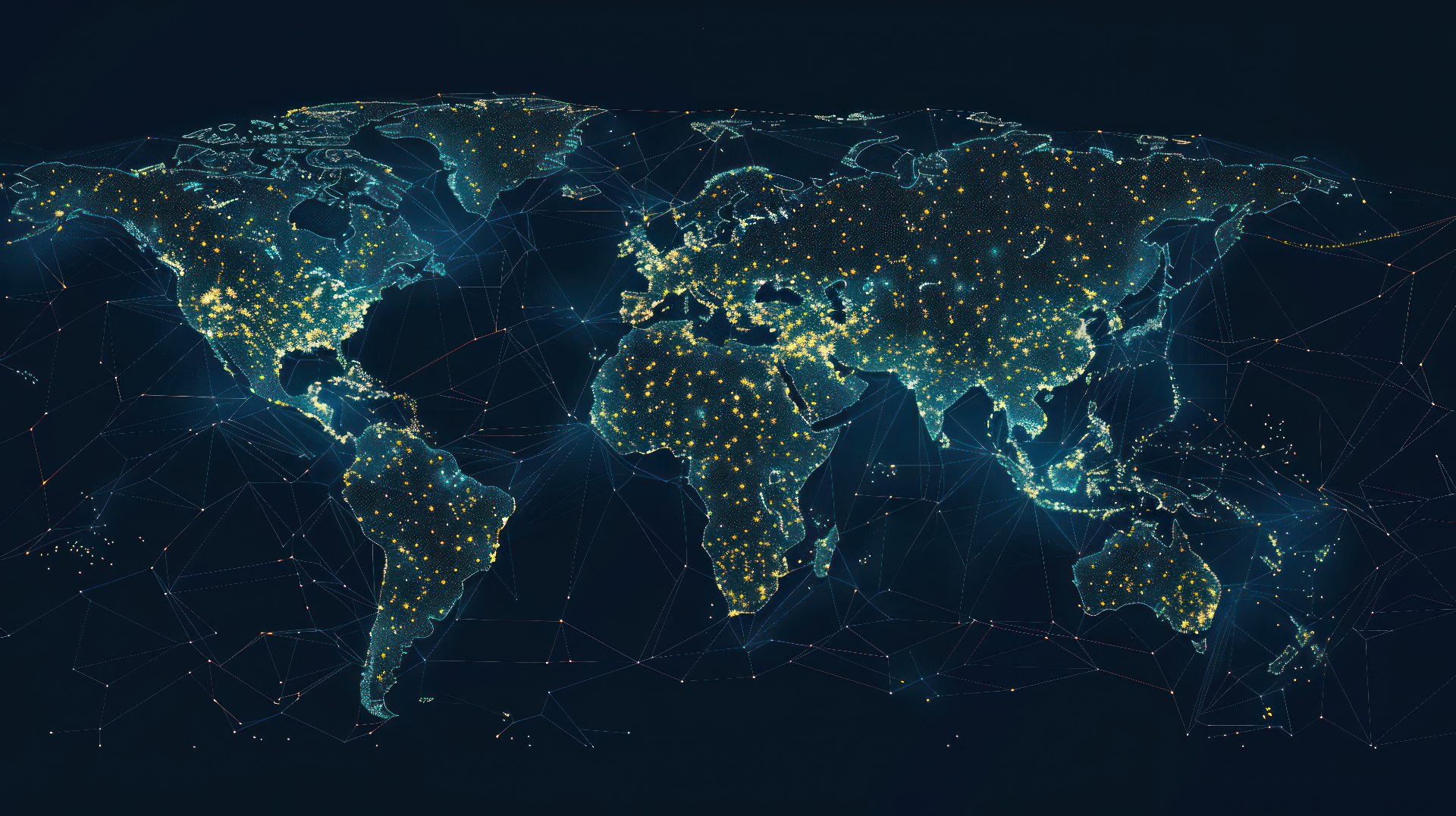 Mapa mundi com rotas logísticas globais conectadas